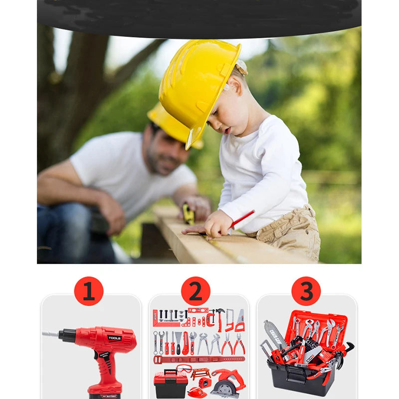 Maintenance Tools Engineer Simulation Children's ToolboX Pretend Toy Electric Drill Screwdriver Tool Kit Play Box Set For Kids