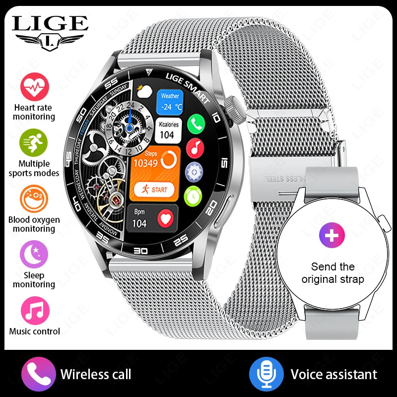 LIGE 2025 New Fashion Smart Watch Men HD Screen Sport Fitness Heart Rate Monitor Bluetooth Call IP68 Waterproof Smartwatch Women