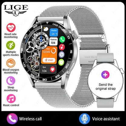 LIGE 2025 New Fashion Smart Watch Men HD Screen Sport Fitness Heart Rate Monitor Bluetooth Call IP68 Waterproof Smartwatch Women
