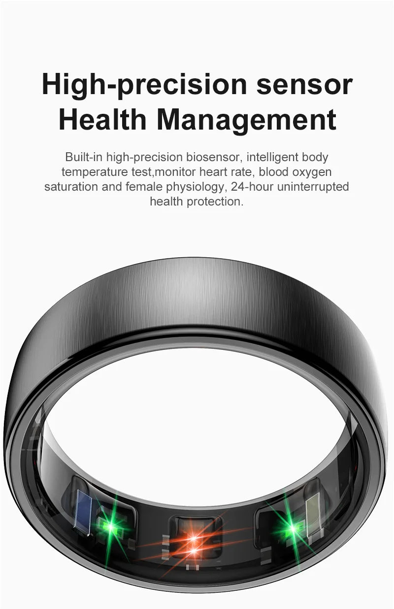 Smart Ring R10 Womens Men Electronic Smartring Blood Oxygen Health Monitor Sleep Monitor Rings 5ATM Waterproof Fitness Tracker