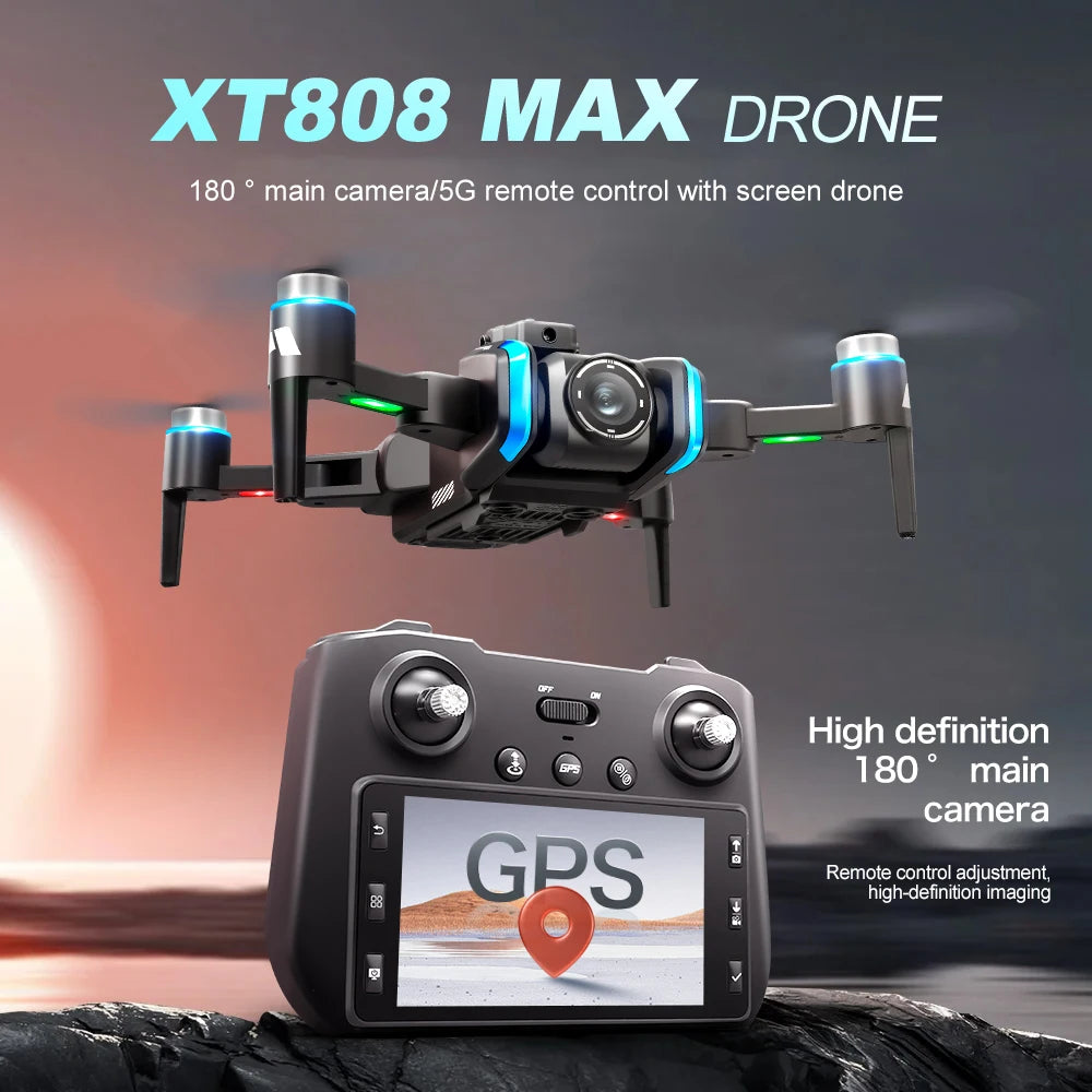 XT808 Drone GPS Professional 8K Camera with Screen Remote Control 5G WiFi FPV Dron Brushless Obstacle Avoidance RC Quadcopter
