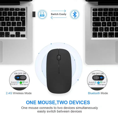 Wireless Mouse Bluetooth-Compatible Gaming Mouse (Dual Mode:BT+2.4Ghz) Ergonomic Rechargeable Mice for PC/Laptop/Macbook  ﻿