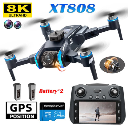 XT808 Drone GPS Professional 8K Camera with Screen Remote Control 5G WiFi FPV Dron Brushless Obstacle Avoidance RC Quadcopter