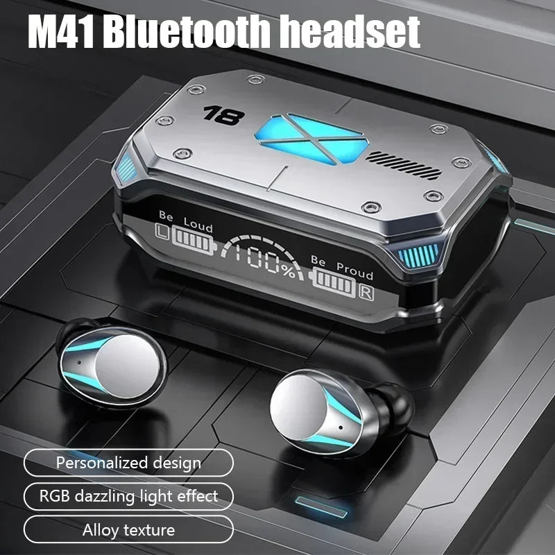 M41 Bluetooth Earphones Wireless Headphones Smart Touch Wireless Headset LED Display Stereo Sound Earbuds for Smartphones