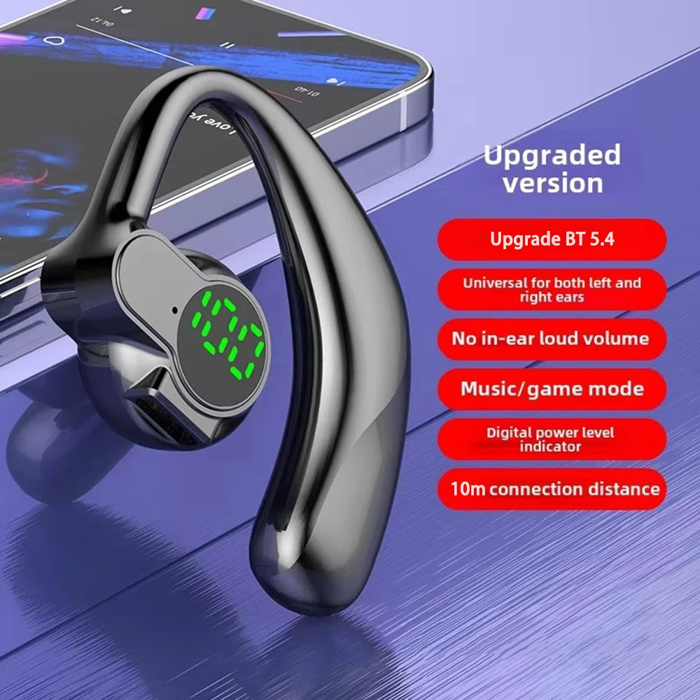 ‌Open-Ear Wireless Earphones Bluetooth 5.4 -Bone Conduction ENC Noise Cancelling with LED Display for Sports/Driving/Gaming ‌
