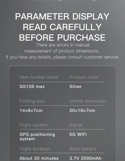 SG109 PRO Max Drone 4k GPS 8K HD Dual Camera Professional Aerial Photography UAV Brushless Motor Quadcopter Toys Aircraft