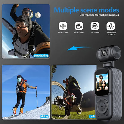 1440P QHD Display 2K Handheld Sports Pocket Camera 270° Rotatable WIFI Control Video Recorder WIFI Control Motion Camera