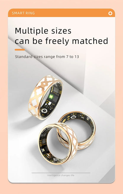 Smart Ring with Charging Box for Heart Rate Blood Oxygen Sleep Monitoring Multi Sport Tacking Modes IP68 Waterproof Smart Rings