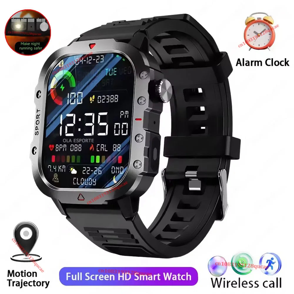 2025 New Military Smart Watch Men Outdoor 2.01" Al Voice Bluetooth Call Smartwatch Surprise Gift Outdoors For Android & IOS Male