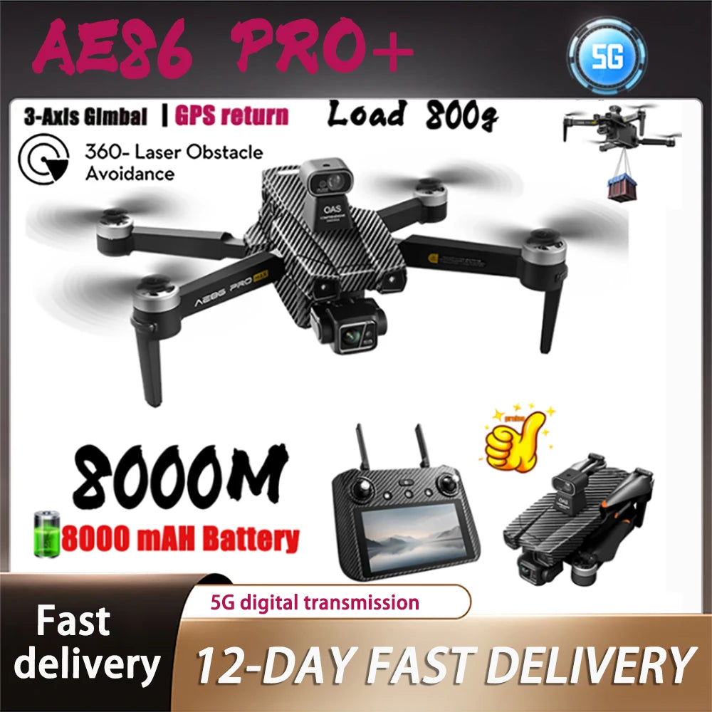AE86 PRO MAX/S155 GPS Drone Professional 8K 3-axis PTZ Aerial Obstacle-Avoiding Brushless Motor 5G WIFI RC Quadcopter Toys
