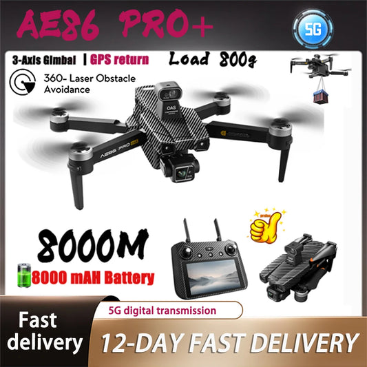 AE86 PRO MAX/S155 GPS Drone Professional 8K 3-axis PTZ Aerial Obstacle-Avoiding Brushless Motor 5G WIFI RC Quadcopter Toys