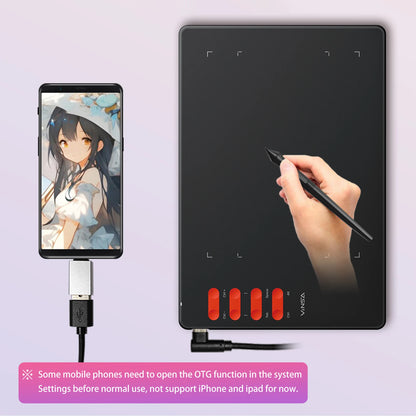 Graphics Drawing Tablet 7.6 x 5.6in Digital Art Tablet Supports 16384 Levels w/ 8 Hot Keys and Battery-free Pen Windows Android