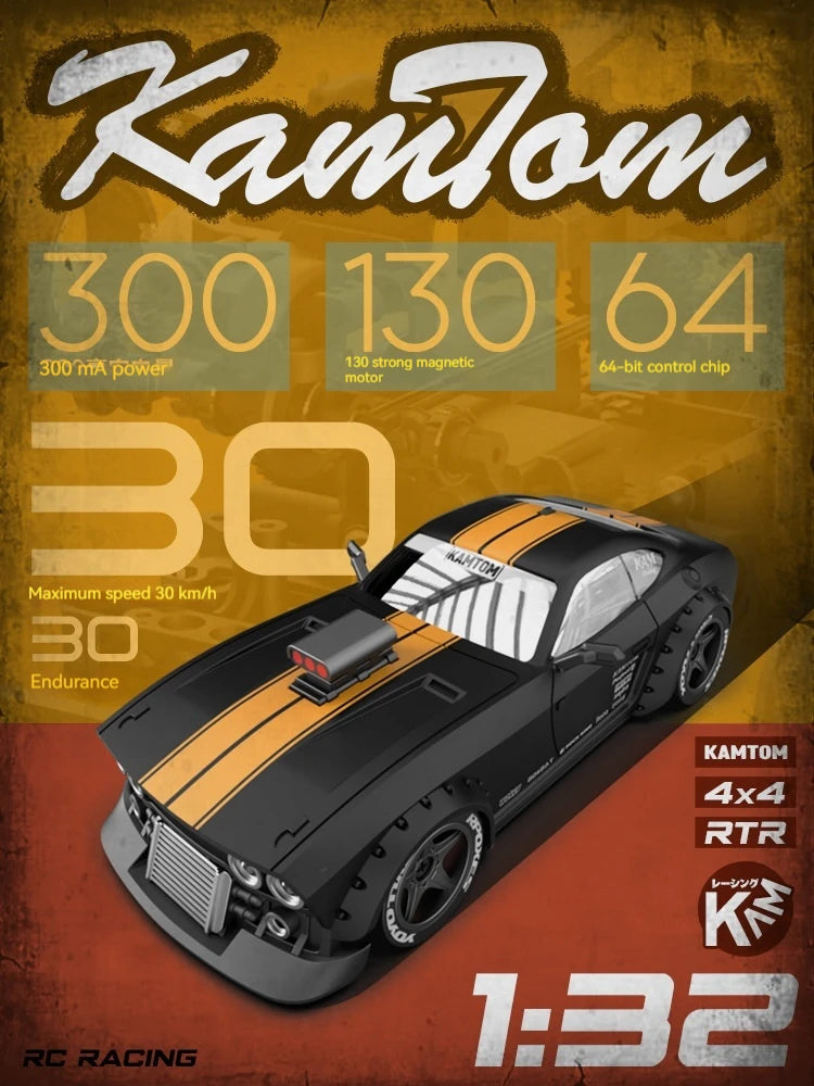 orange Kamtom 3299 1:32 Rc Car Upgrade Luminous Metal Servo Motor Car Dodgeboy Toy Car Professional Rc Drift Rc Stunt Car