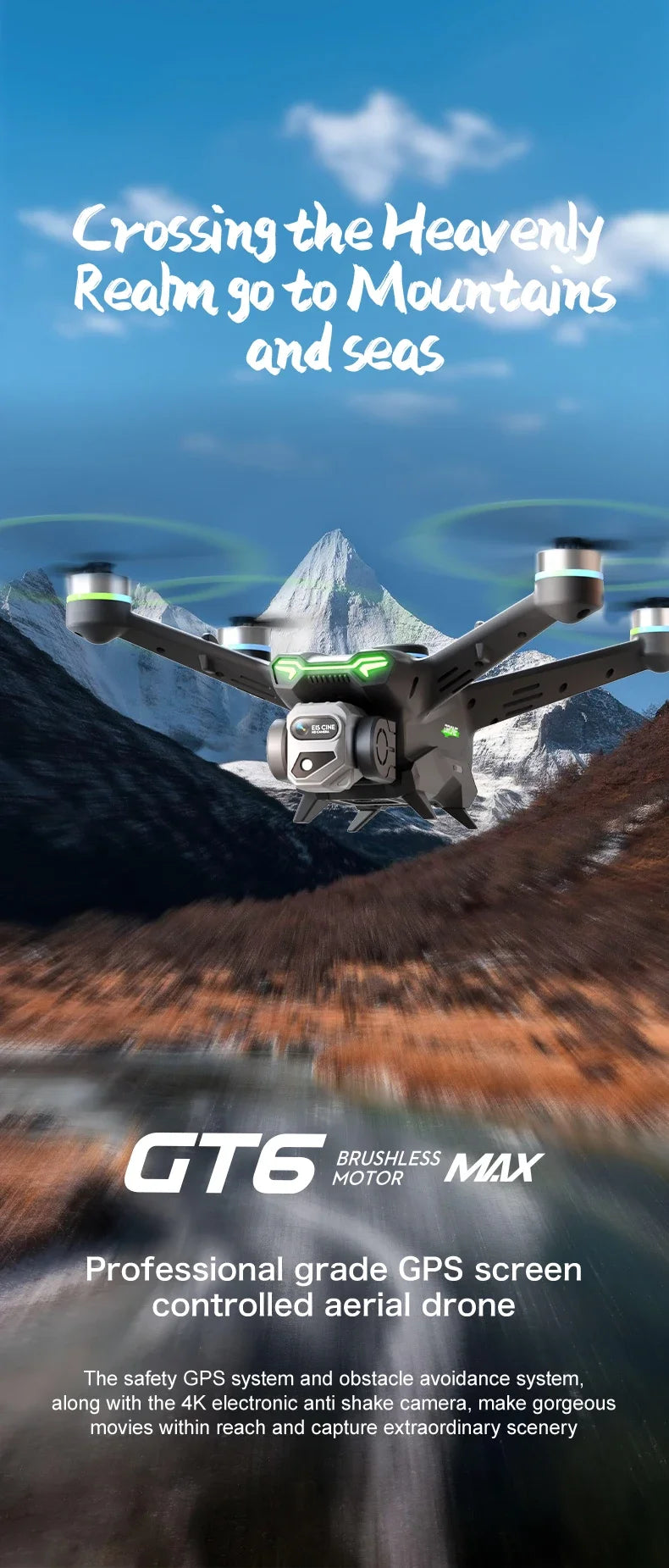 GT6 Max drone 5G screen remote control GPS positioning high-definition aerial photography brushless motor folding drone