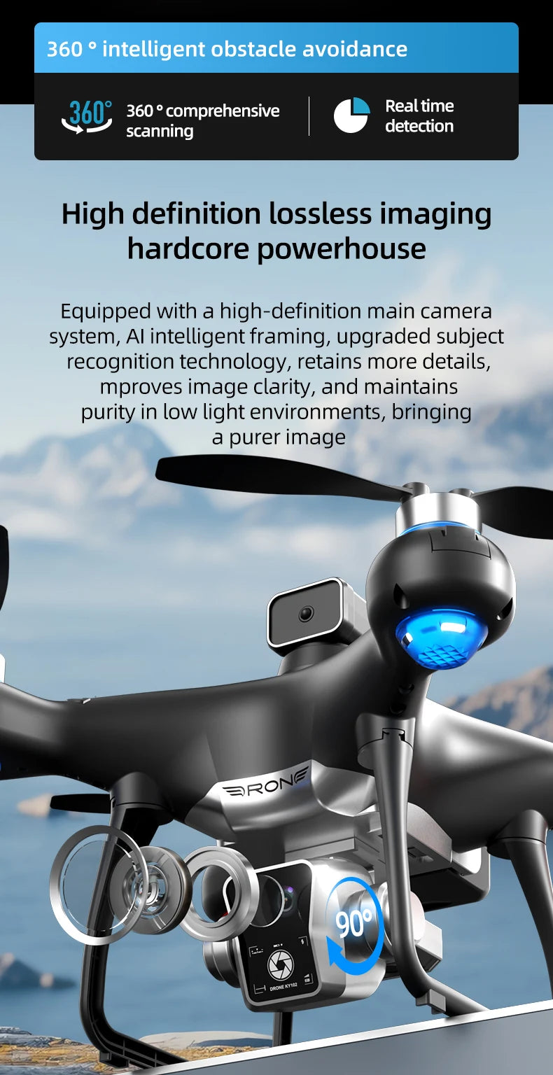KY102 Drone 4K Remote Control Wizard with Screen Brushless Motor Optical Streaming Electric Lens HD Aerial Photography rc dron