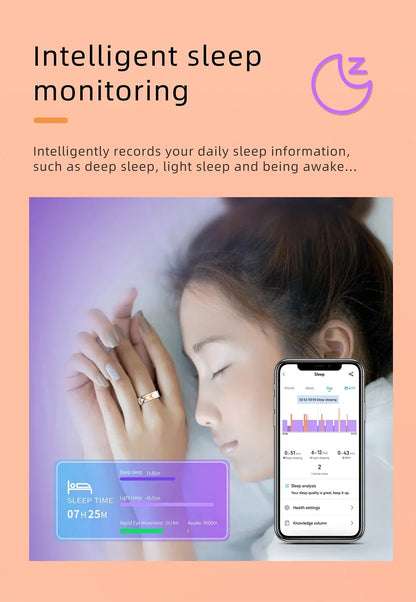 Smart Ring with Charging Box for Heart Rate Blood Oxygen Sleep Monitoring Multi Sport Tacking Modes IP68 Waterproof Smart Rings