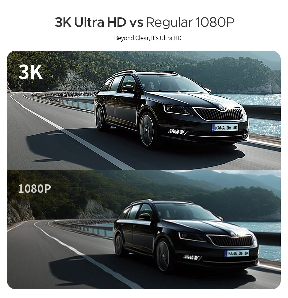 Dash cam KAWA D6 3K Video Recorder Car Dash Camera for AUTO, Car DVR Voice Control,Night Vision Dashcam 2025 New