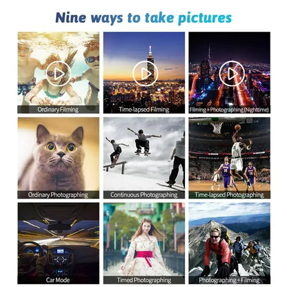 4K HD 60FPS Mini Camera Wifi Outdoor Sport 170° Wide Angle Action Kam Waterproof Bike Motorcycle Helmet Body Cam with LED Screen