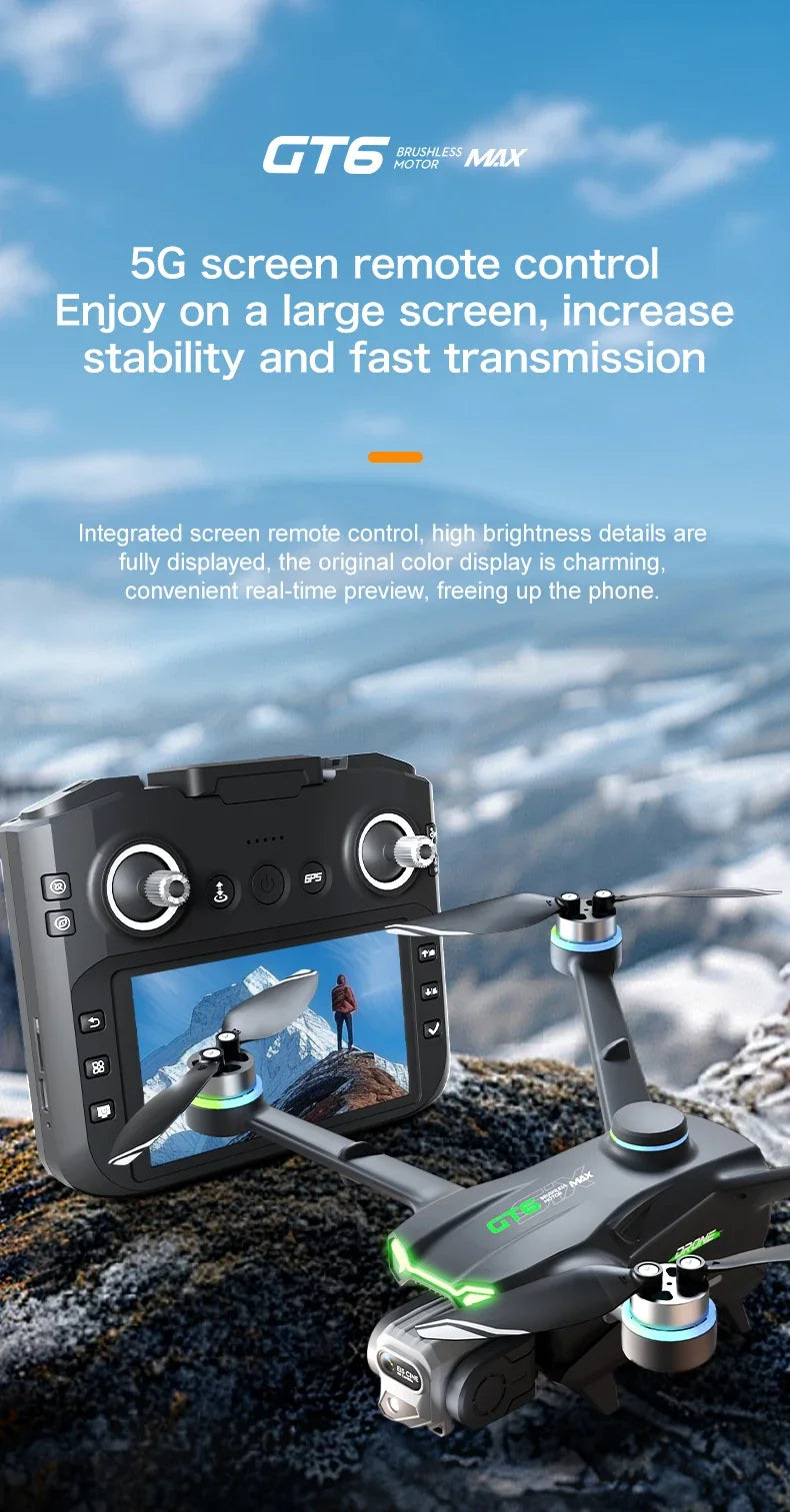 GT6 Max drone 5G screen remote control GPS positioning high-definition aerial photography brushless motor folding drone
