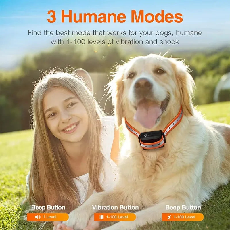 1000m Electric Dog Training Collar with Remote Control Waterproof Rechargeable Pet Dog Bark Stop Shock Collar Electric Shocker