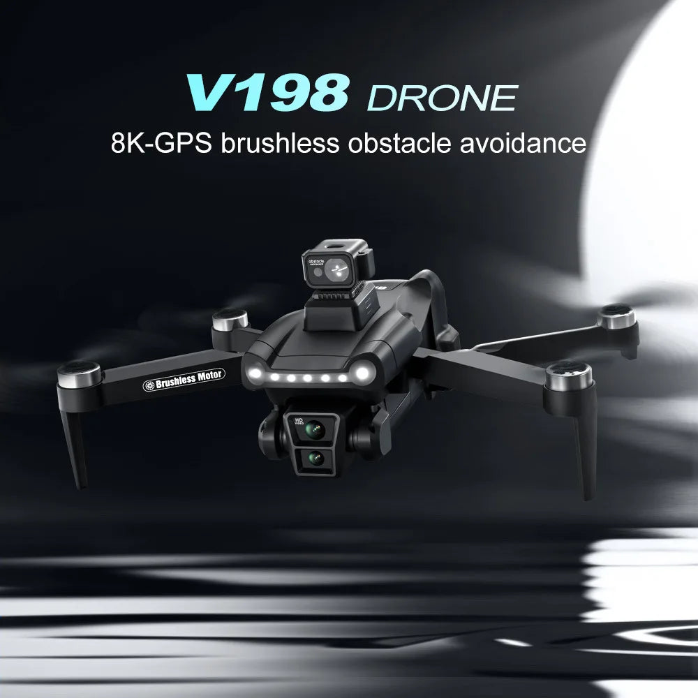 V198GPS Drone 8K Profesional HD Camera ESC Brushless Obstacle Avoidance Aerial Optical Foldable Quadcopter Mini Dron