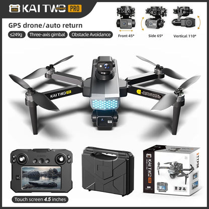 KAI TWO RC Professional Drone 8K HD Dual lens Camera 360°Obstacle avoidance Brushless With screen Three-axis aircraft Drone Toys