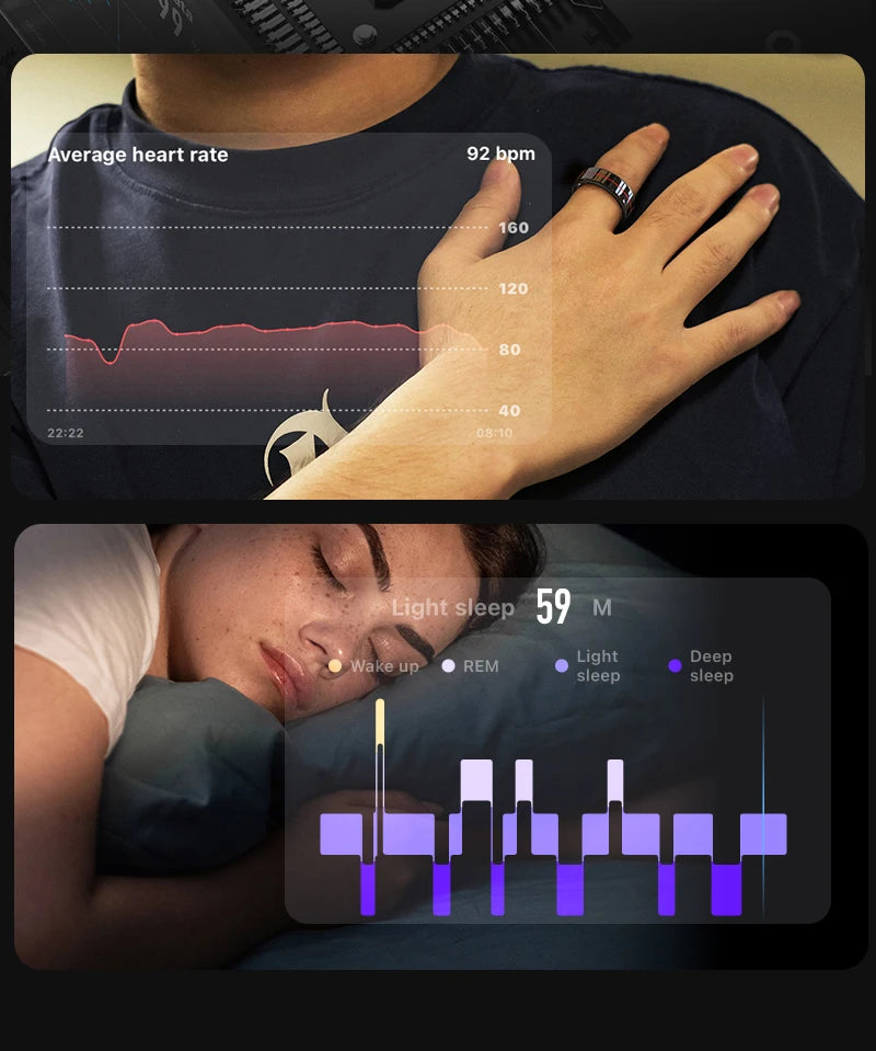 R04 Smart Ring for Men Women 5ATM Waterproof With Charging Case Health and Sleep Monitor Ring Multi-sport Mode Camera Control