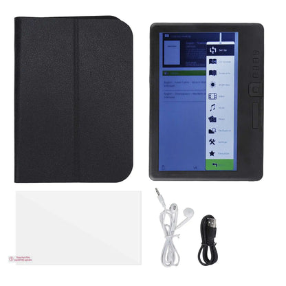 E Reader 7in Color  LCD 16:9 Screen HD 800x480 380MHz Black Protective Case Portable E Reader for EPUB PDF TXT E Reader