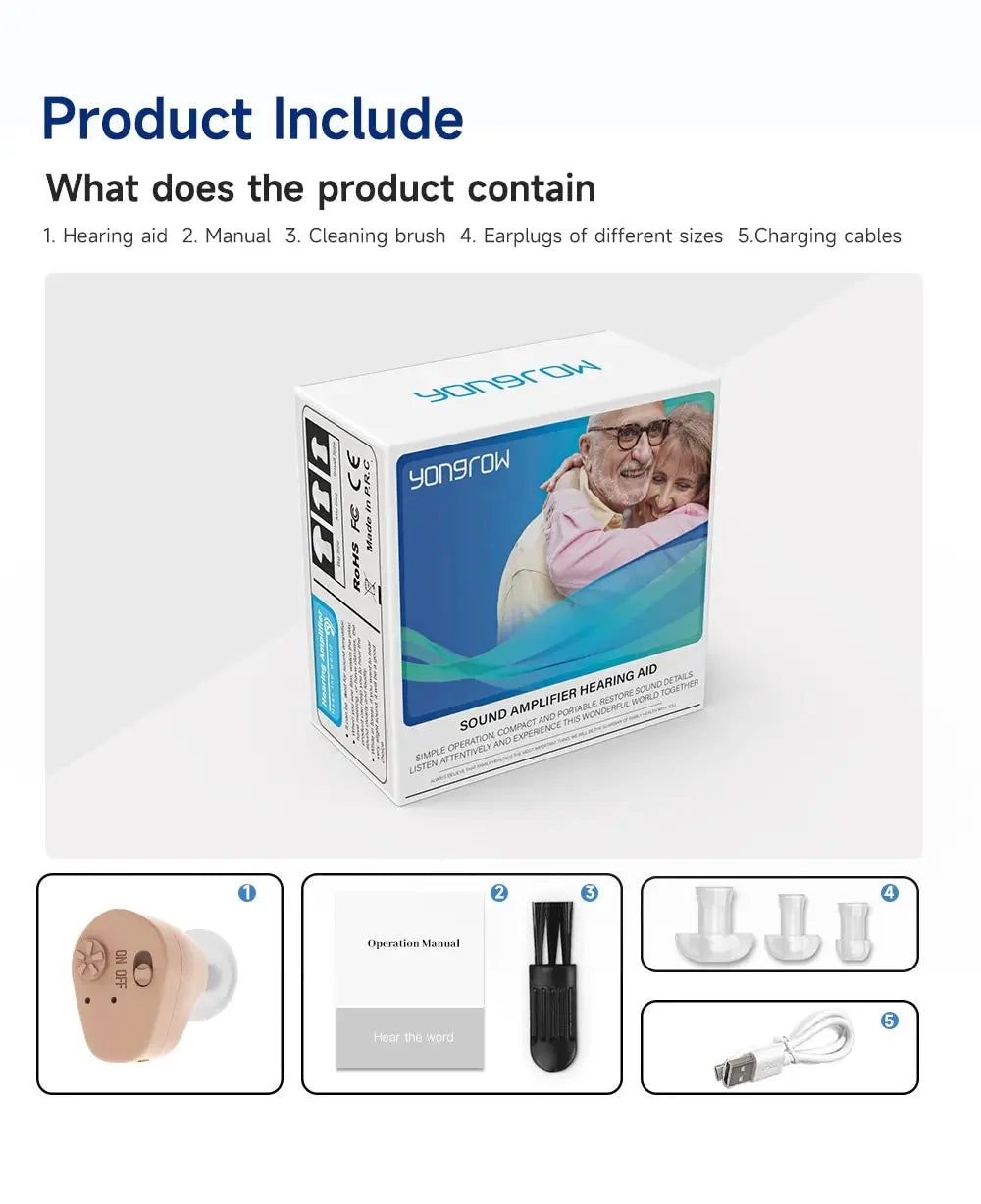 Noise-Reducing Hearing Aid Earphones Assistive Listening Earphones for the Deafness Behind Ear Adjustable Amplifier Speaker