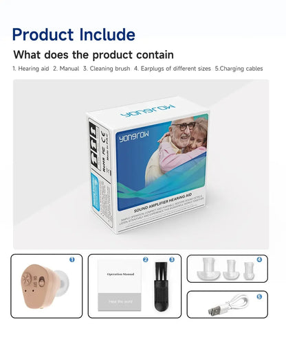 Noise-Reducing Hearing Aid Earphones Assistive Listening Earphones for the Deafness Behind Ear Adjustable Amplifier Speaker