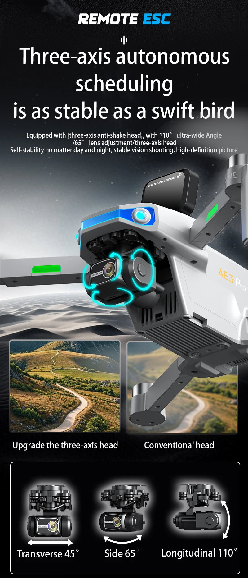 AE3 PRO Max NEW LCD SC GPS Drone 8K Dual Camera 5G Wifi FPV 3-Axis Gimbal Professional Obstacle Avoidance Quadcopter RC Dron Toy