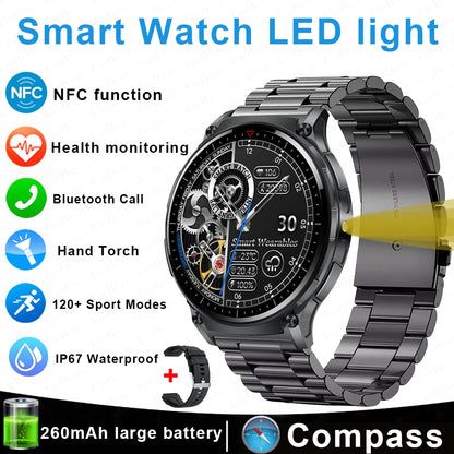 For Xiaomi New Smart Watch Men With LED Lights Outdoor GPS Motion Track Compass Waterproof Sports Watch Bluetooth Call 2024 New