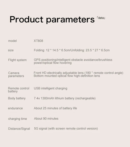 XT808 Drone 4K Professional 8K Camera with 5G WiFi FPV Dron Screen Remote Control Brushless Obstacle Avoidance  RC Quadcopter