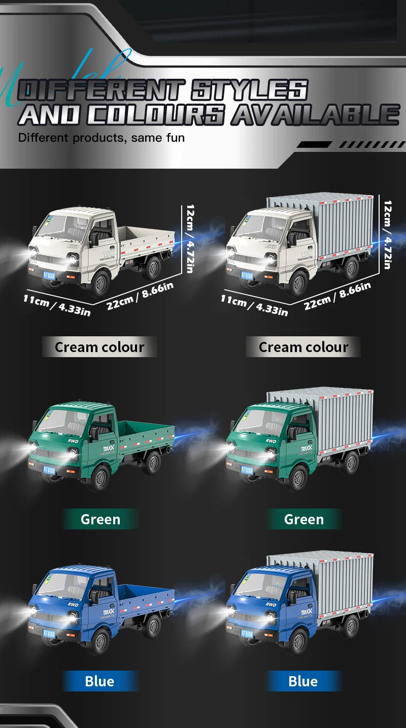 RC Truck 1:16 2.4GHZ RC Car Simulation Drift Climbing Truck With Spray and LED Lights RC Electric Truck Model Boy's Toys Gifts