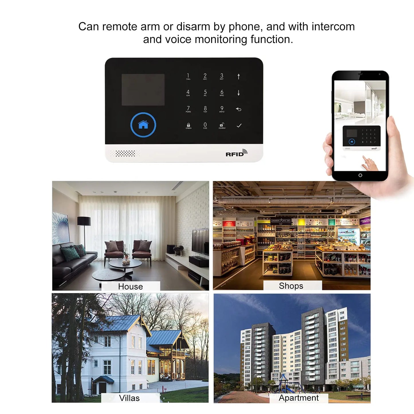 GSM Alarm System Tuya Smart Home WIFI Home Security System DIY Kit with door sensor and PIR motion sensor work with Alexa