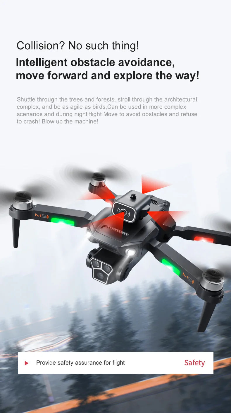 M1S Drone 4K Three Camera Brushless Motor Wide Angle Optical Flow Localization Four-way Obstacle Avoidance RC Quadcopter toys