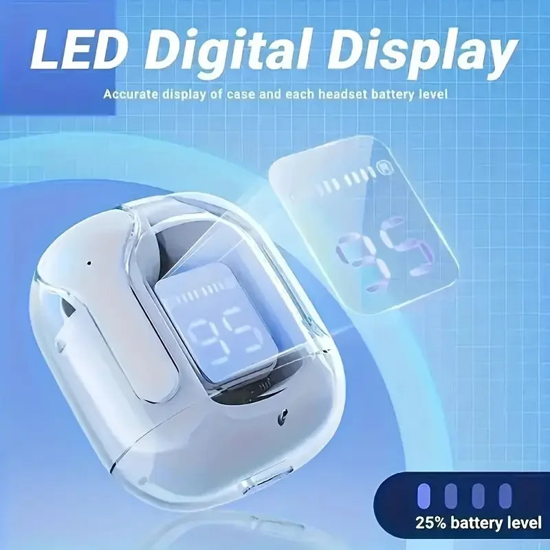 In-ear wireless earphones for gaming, sports, outdoor activities, leisure, and sleep, featuring an LED digital display, ideal fo