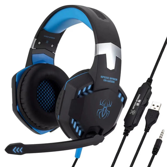 G2000 Gaming Headsets Big Headphones with Light Mic Stereo Earphones Deep Bass for PC Computer Gamer Laptop PS4 New X-BOX