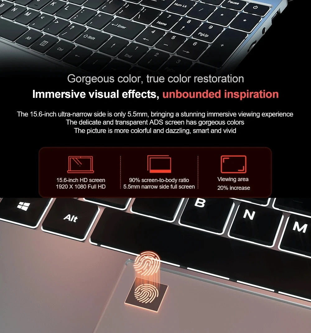 CARBAYTA AMD Ryzen 7 2700U Laptop - 36GB RAM 2TB SSD Metal Body Bluetooth Windows 11 pro Gaming IPS Portable Computer