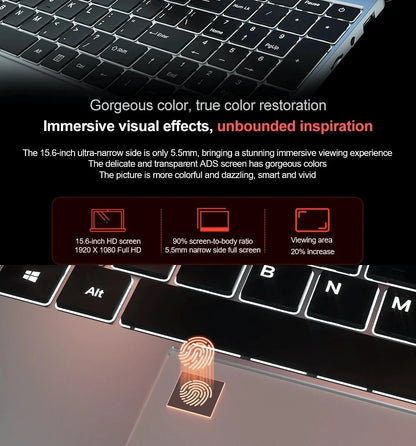 CARBAYTA AMD Ryzen 7 2700U Laptop - 36GB RAM 2TB SSD Metal Body Bluetooth Windows 11 pro Gaming IPS Portable Computer