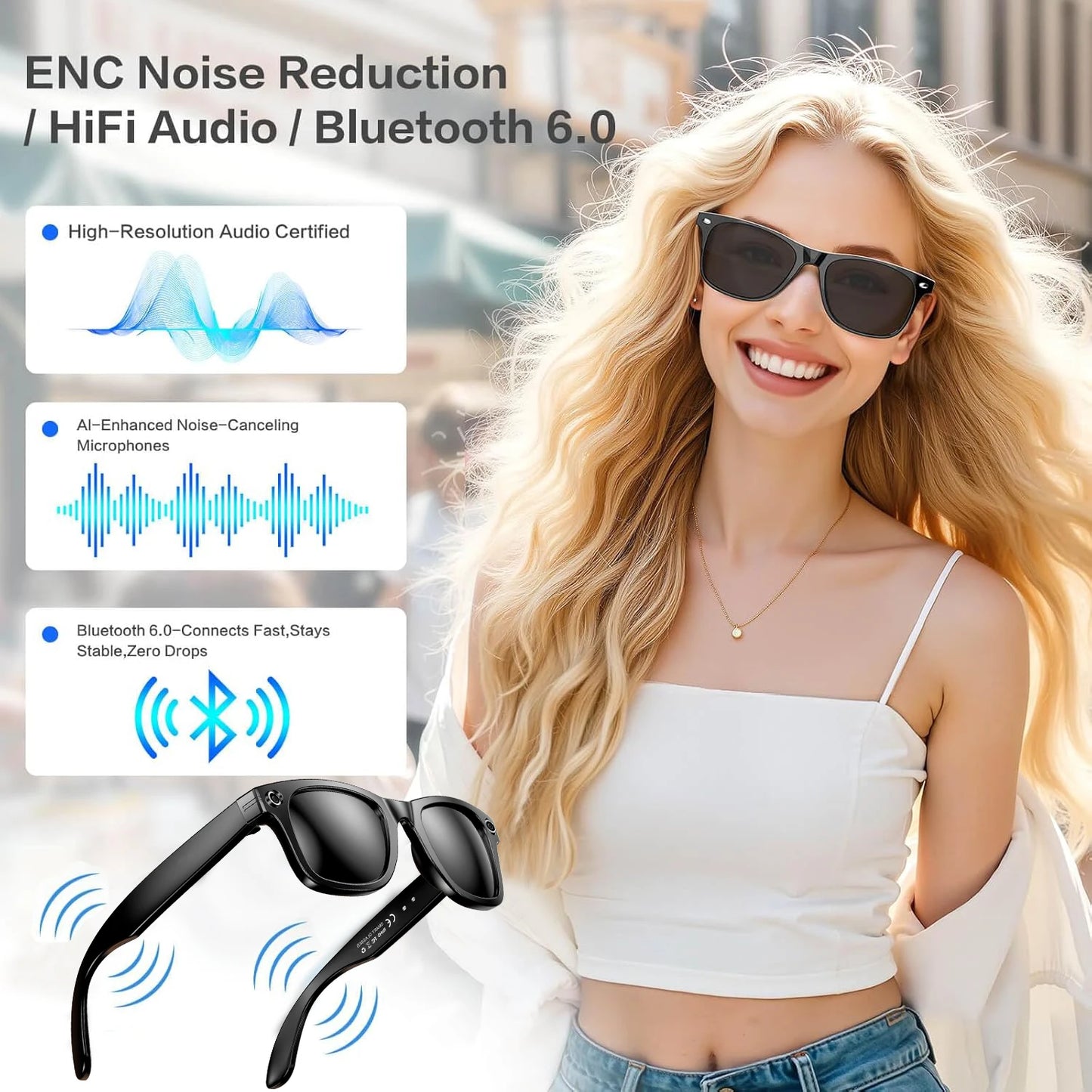 2025 New Smart Glasses Recording Videos AI Photo Recognition Translation Call Sunglasses Men Women Waterproof Bluetooth Glasses