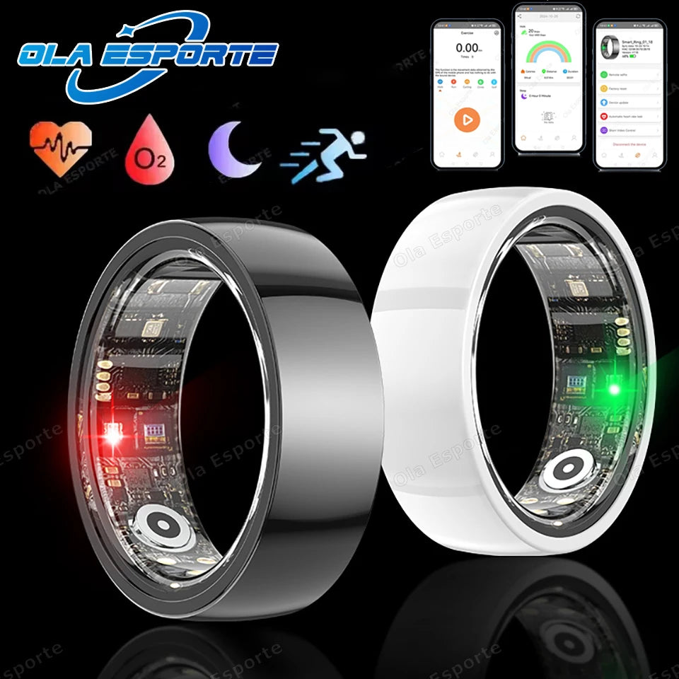 New Ceramic Smart Ring 2025 Men Women Gesture Swing Take Photos Heart Rate Blood Oxygen 5ATM Waterproof Multi-sport Mode Rings