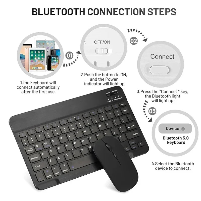 Xiaomi Wireless Bluetooth Keyboard And Mouse Ultra-Slim 10 Inch Magnetic Tablet For IPad Huawei Tablets Phones Rechargeable