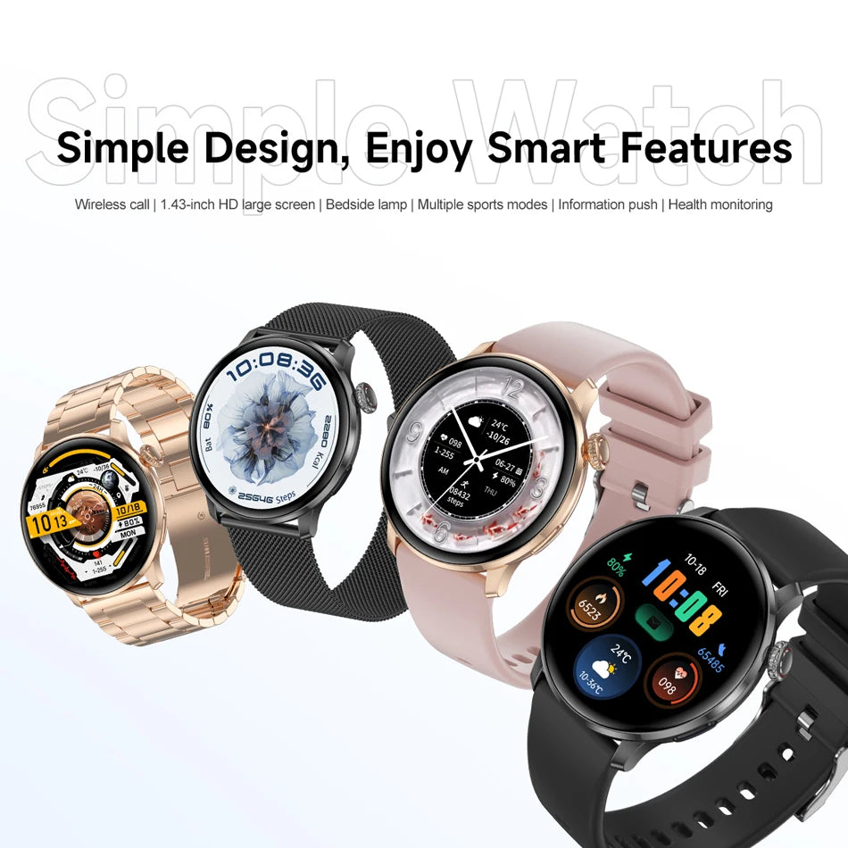 Fashion Women Bluetooth Call Smart Watch DIY Dial Health Monitoring Full Screen Touch Smartwatches 2025 New Android IOS