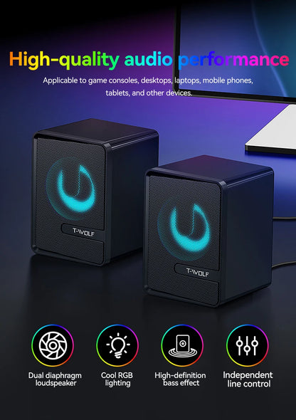 Five-piece Gaming Combo 104 Keys Keyboard 4-color Breathing Light Mouse 3.5mm Gaming Headset Gaming Speaker Anti-slip Mouse Pad