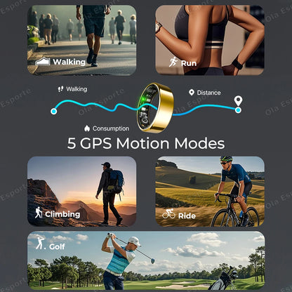 Smart Rings Steps Heart Rate Blood Oxygen Saturation Sleep Distance Calories IP68 Smart Ring Waterproof Multi-sport Mode Tracker