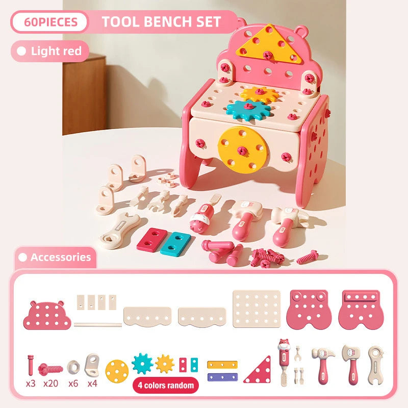 Children's Tool Set with Electric Toy Drill Kids Power Construction Toy Pretend Play Toy Tools Kit for Toddler Boys Girls Child