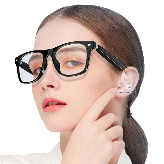 Smart Glasses with Touch Control and Bluetooth Connection Ideal for Listening to Wireless Earbuds and Using Smartwatch Features