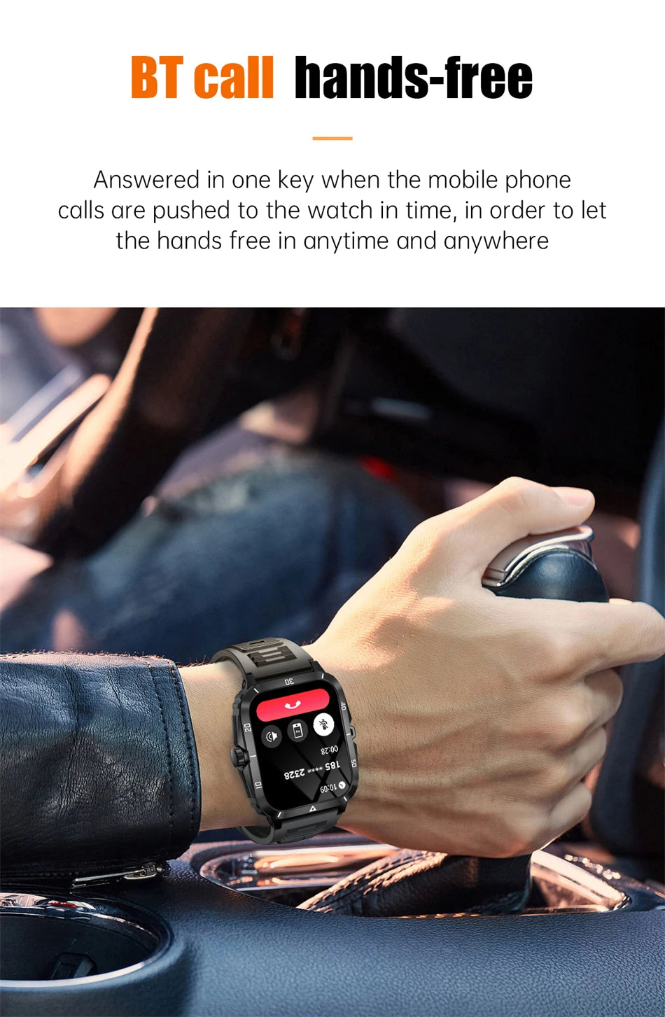 3ATM Waterproof Smartwatch Men 1.96 Inch HD Screen GPS Sports Fitness Tracker Health Monitoring Bluetooth Call Sport Smart Watch