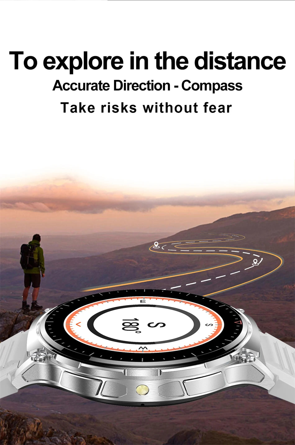 For Xiaomi New Smart Watch Men With LED Lights Outdoor GPS Motion Track Compass Waterproof Sports Watch Bluetooth Call 2024 New